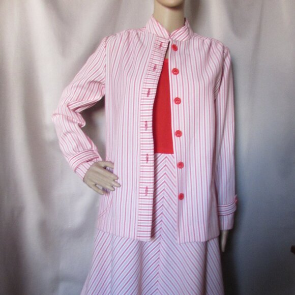 Toni Todd Dresses & Skirts - Vintage Toni Todd Jacket & Dress in Red White Ticking Stripe